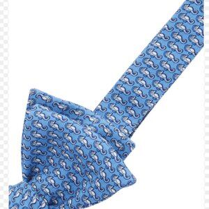 Vineyard Vines Blue Seahorse Cotton Bow Tie Adjustable Made in U.S.A. New $85